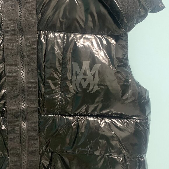 Amiri Smooth Grain Black Leather Down Vest - Picture 2 of 8